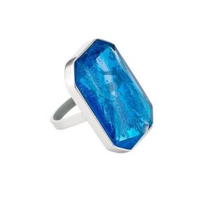 Preciosa Luxusní ocelový prsten s ručně mačkaným kamenem českého křišťálu Preciosa Ocean Aqua 7446 67 53 mm obraz