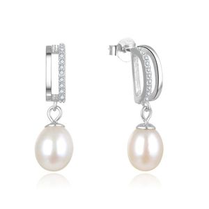 Beneto Elegantní stříbrné náušnice s pravými perlami AGUP2687P obraz