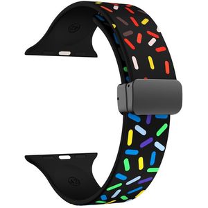 4wrist Silikonový řemínek s barevným motivem pro Apple Watch 42/44/45/49 mm - Černý obraz