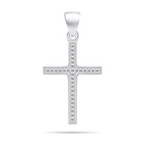 Brilio Silver Nadčasový stříbrný přívěsek se zirkony Křížek PT78W obraz