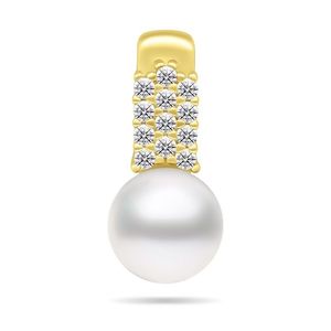 Brilio Silver Elegantní pozlacený přívěsek s pravou perlou a zirkony PT94Y obraz