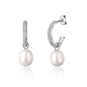 JwL Luxury Pearls Nádherné stříbrné náušnice kruhy s pravými perlami 2v1 JL0770 obraz