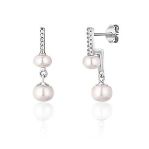 JwL Luxury Pearls Nápadité stříbrné náušnice s pravými perlami a zirkony JL0773 obraz