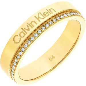 Calvin Klein Pozlacený prsten s krystaly Minimal Linear 35000201 56 mm obraz
