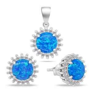 Brilio Silver Půvabný set šperků s modrými opály SET254WB (náušnice, přívěsek) obraz