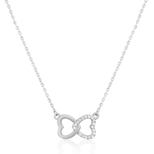 JVD Třpytivý stříbrný náhrdelník Propojená srdce SVLN0422XH2BI45 obraz