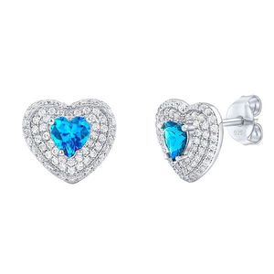 Silvego Stříbrné náušnice srdce Susan s pravým modrým topazem a Brilliance Zirconia MW11360ETS obraz