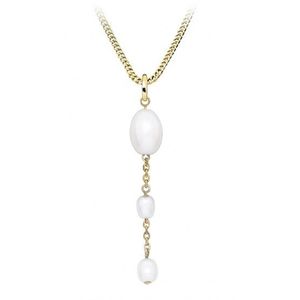 Silver Cat Něžný pozlacený náhrdelník s pravými perlami SC513 (řetízek, přívěsek) obraz