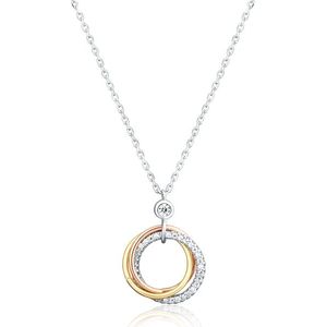 JVD Elegantní stříbrný tricolor náhrdelník se zirkony Kruhy SVLN0138XH2TR45 obraz