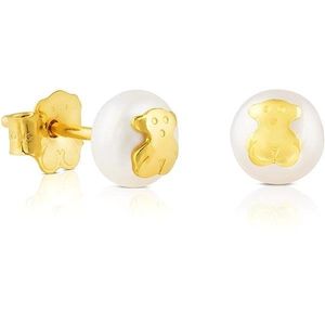 Tous Slušivé zlaté náušnice s pravou perlou a medvídkem 611003200 obraz