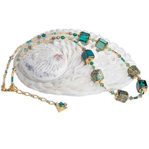 Lampglas Úchvatný náhrdelník Emerald Oasis s 24karátovým zlatem v perlách Lampglas NCU68 obraz