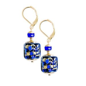 Lampglas Elegantní náušnice Deep Blue s 24karátovým zlatem v perlách Lampglas ECU50 obraz