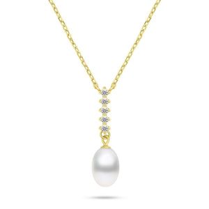 Brilio Silver Překrásný pozlacený náhrdelník s pravou perlou NCL130Y obraz