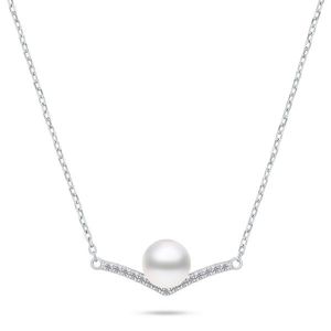 Brilio Silver Elegantní stříbrný náhrdelník s perlou a zirkony NCL131W obraz