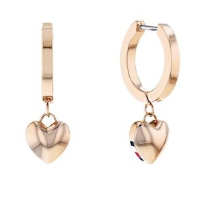 Tommy Hilfiger Moderní bronzové náušnice kruhy s přívěsky Hanging Heart 2780666 obraz