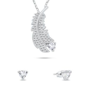Brilio Silver Jemný stříbrný set šperků se zirkony SET242W (náušnice, náhrdelník) obraz
