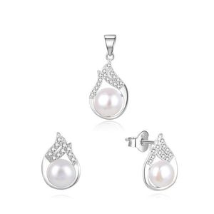 Beneto Elegantní stříbrná souprava šperků s pravými perlami AGSET220PL (přívěsek, náušnice) obraz