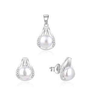 Beneto Elegantní stříbrná souprava šperků s pravými perlami AGSET271PL (přívěsek, náušnice) obraz