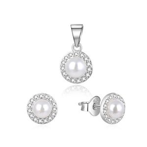 Beneto Půvabná stříbrná souprava šperků s pravými perlami AGSET270PL (přívěsek, náušnice) obraz
