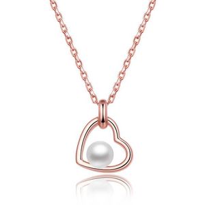 Beneto Pozlacený stříbrný náhrdelník s říční perlou AGS1230/47P-ROSE obraz