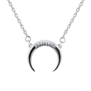 Beneto Minimalistický stříbrný náhrdelník Půlměsíc AGS650/47 obraz