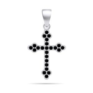 Brilio Silver Stříbrný přívěsek s černými zirkony Křížek PT84WBC obraz