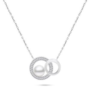 Brilio Silver Půvabný stříbrný náhrdelník s pravou perlou NCL65W obraz