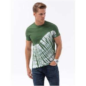 Tmavě zelené pánské batikované tričko Ombre Clothing obraz