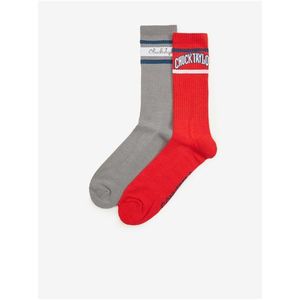 Sada dvou párů pánských ponožek v červené a šedé barvě Converse Chuck Taylor obraz