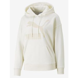 Puma Classics Logo Hoodie Mikina Bílá obraz