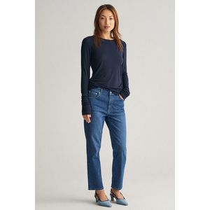 DŽÍNY GANT STRAIGHT CROPPED STRIPED JEANS MID BLUE obraz