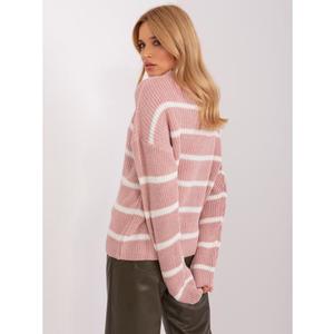 Dámský svetr nadměrné velikosti pruhovaný ORCHE růžovo-bílý obraz