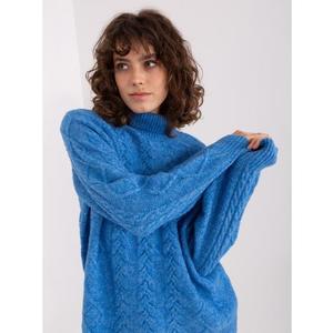 Dámský svetr s plédy nadměrné velikosti LYES modrý obraz