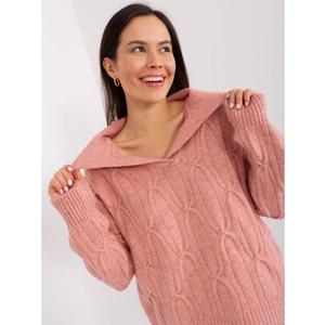 Dámský svetr s límečkem kostkovaný SMA růžový obraz