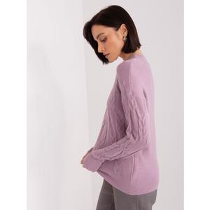 Dámský svetr s kostkovaným vzorem a dlouhými rukávy ALIVA fialový obraz