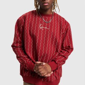 Svetr Karl Kani Small Signature Ziczac Pinstripe Crewneck dark red/off white obraz