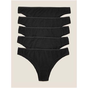 Brazilské kalhotky z modalu, bez viditelných lemů, 5 ks v balení Marks & Spencer černá obraz