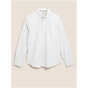Košile Oxford úzkého střihu, z čisté bavlny Marks & Spencer bílá obraz