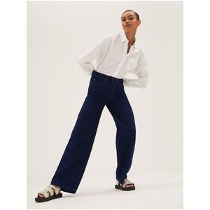 Tmavě modré dámské široké džíny s vysokým pasem Marks & Spencer obraz