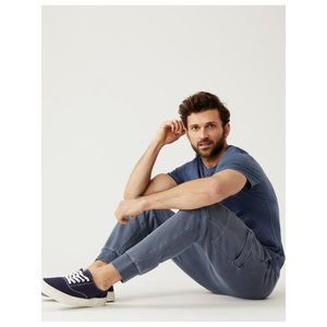 Modré pánské bavlněné basic tričko Marks & Spencer Denim obraz