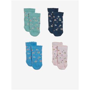 Sada čtyř párů holčičích květovaných ponožek v modré, zelené a růžové barvě Marks & Spencer obraz