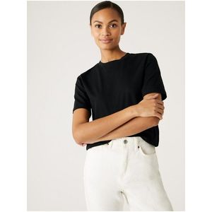Černé dámské bavlněné basic tričko Marks & Spencer obraz