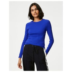 Modré dámské basic tričko s dlouhým rukávem Marks & Spencer obraz