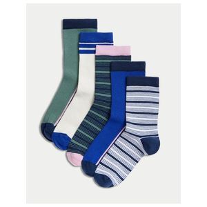 Sada pěti párů klučičích ponožek v modré, zelené a krémové barvě Marks & Spencer obraz