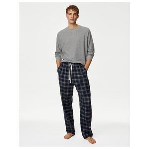 Tmavě modré pánské kostkované pyžamové kalhoty Marks & Spencer obraz