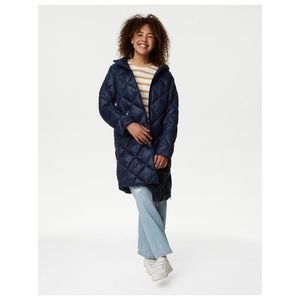 Tmavě modrý holčičí prošívaný zateplený kabát Marks & Spencer obraz