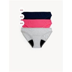Sada tří dámských menstruačních kalhotek s vysokou savostí v šedé, růžové a černé barvě Marks & Spencer obraz