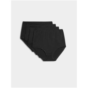 Sada čtyř dámských kalhotek s vysokým pasem v černé barvě Marks & Spencer obraz