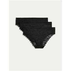 Sada tří dámských brazilských kalhotek s krajkou v černé barvě Marks & Spencer Flexifit™ obraz