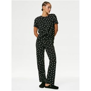 Černé dámské puntíkované pyžamo Marks & Spencer obraz